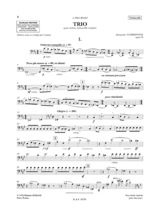 Trio op. 34 - Parties - Alexandre Tcherepnine - Partition - Trios